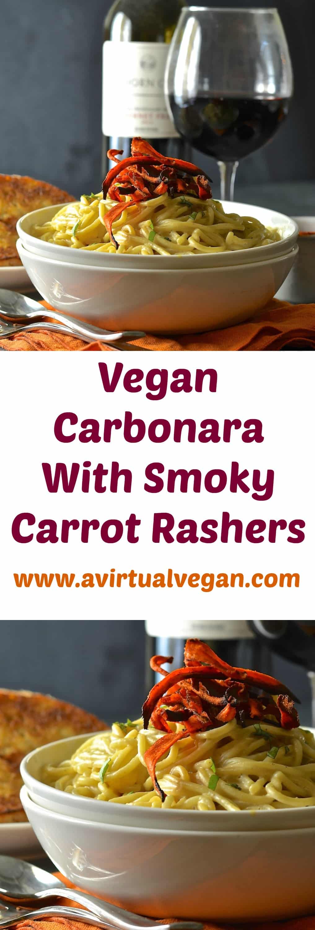 A classic Italian dish made vegan! This vegan carbonara is so simple & yet so decadent, it's magic. Add a scattering of smoky carrot rashers & you get a fantastic pop of colour & texture too!