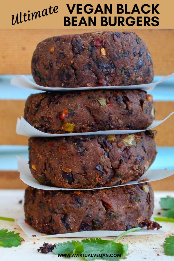 Delicious Vegan Black Bean Burgers with hints of lime & a slight chili kick. Satisfying, healthy, flavour packed & not mushy! #blackbeanburgers #veggieburger #vegan #blackbean #beans