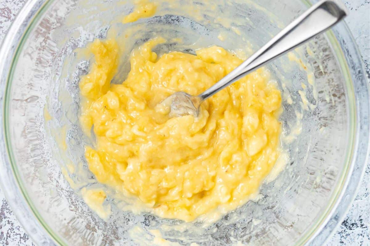 mashed banana in a bowl