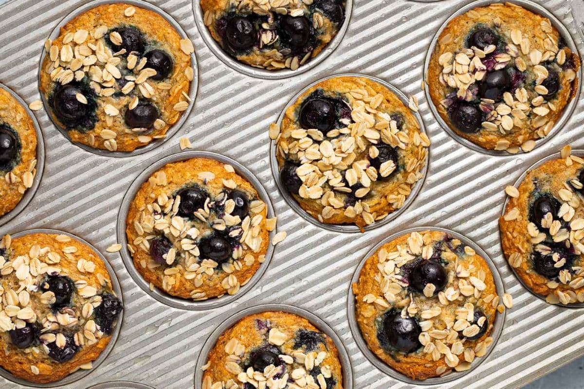 cooked muffins in a pan