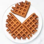 apple waffles on a white plate