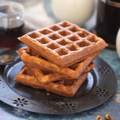 a stack of apple waffles