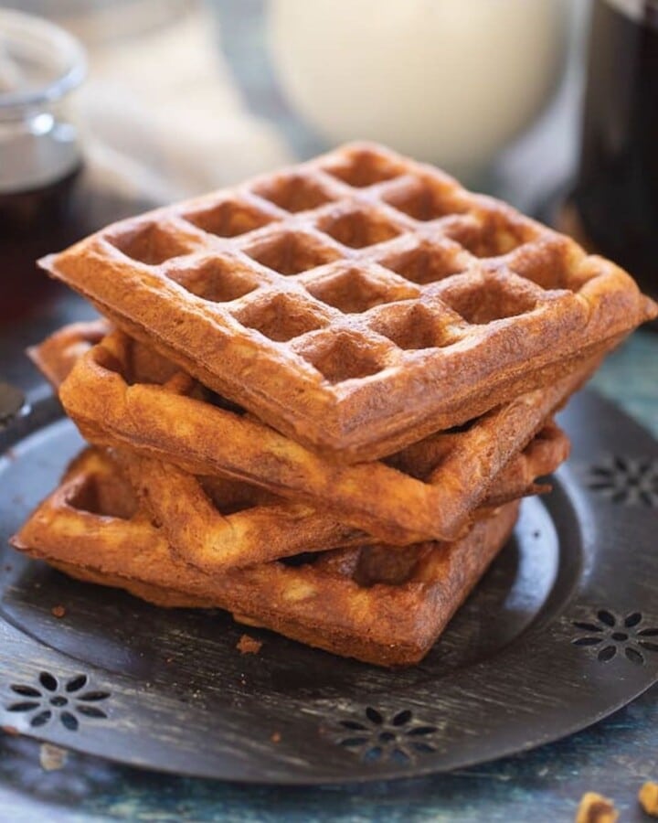 a stack of apple waffles