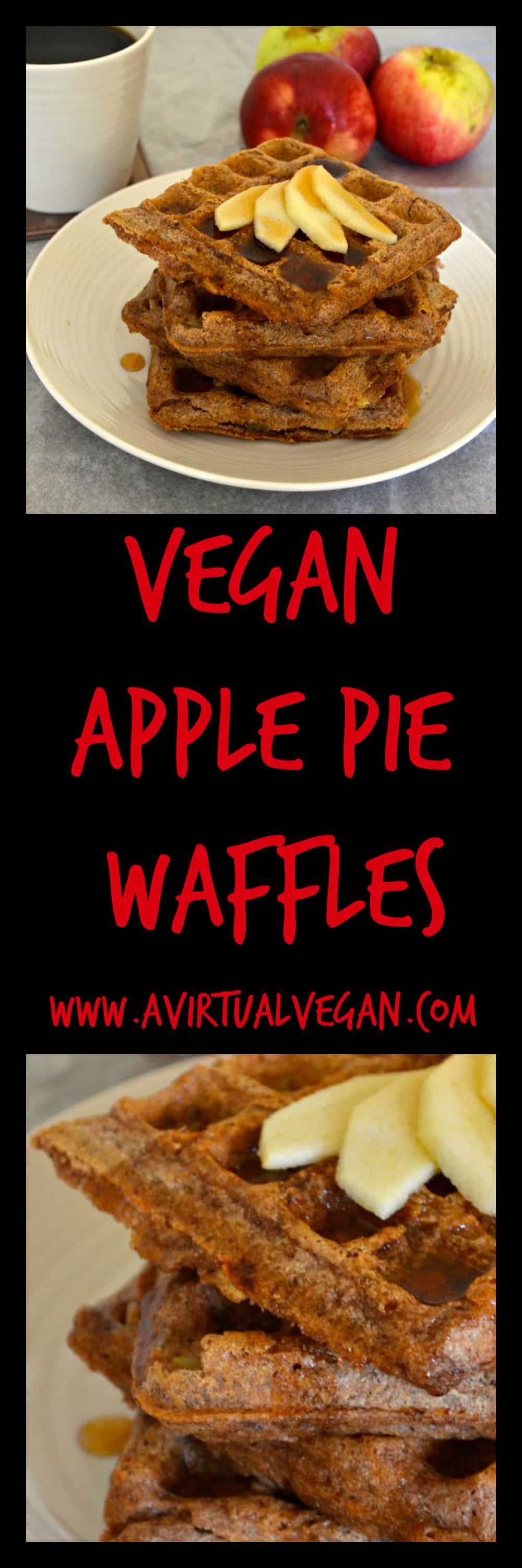 These healthier Apple Cinnamon Waffles are fluffy on the inside, crunchy on the outside and full of soft, juicy apple pieces and sweet cinnamon. #waffles #vegan #apple #breakfast