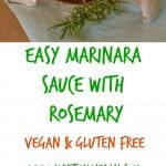 This easy Marinara Sauce with Rosemary has a deep, rich tomato flavour with unmistakable aromatic undertones of rosemary. With only six store-cupboard ingredients (plus oil & seasoning) it can be thrown together easily and can be cooked either in a pan or a slow cooker.