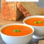 The easiest Tomato Basil Soup EVER and it’s so fresh & vibrant. Made with just 4 ingredients (plus salt, pepper & optional olive oil) and it only takes 10 minutes to make!