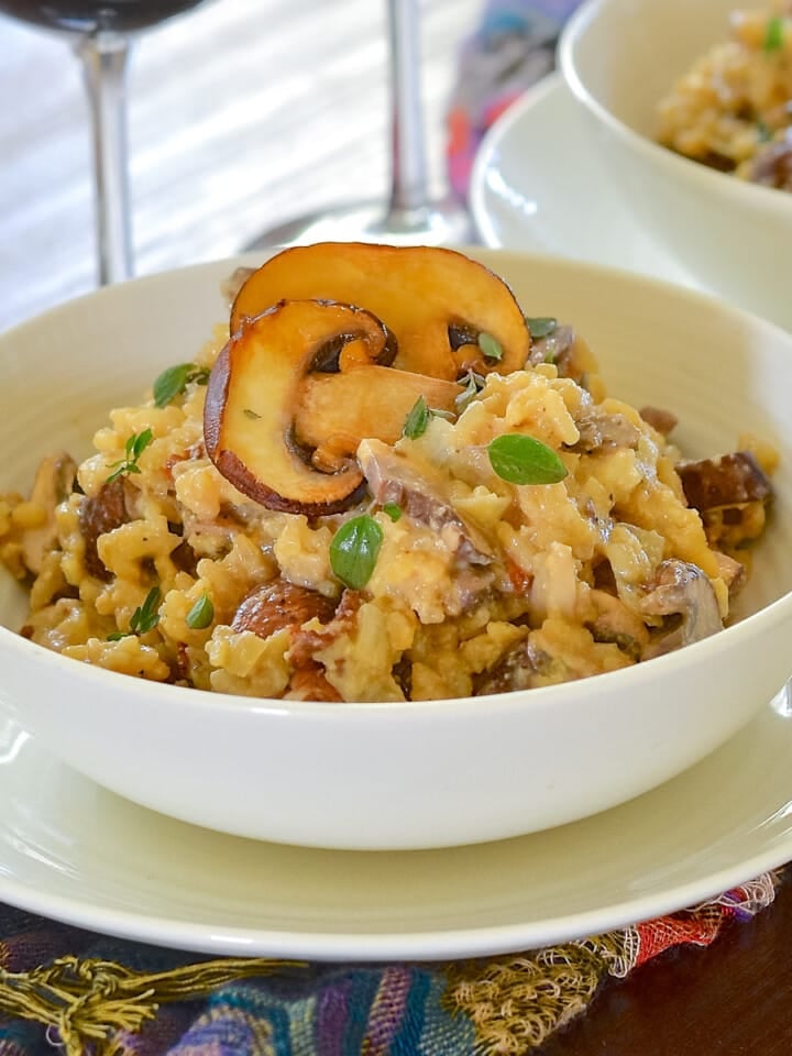 vegan garlic mushroom risotto