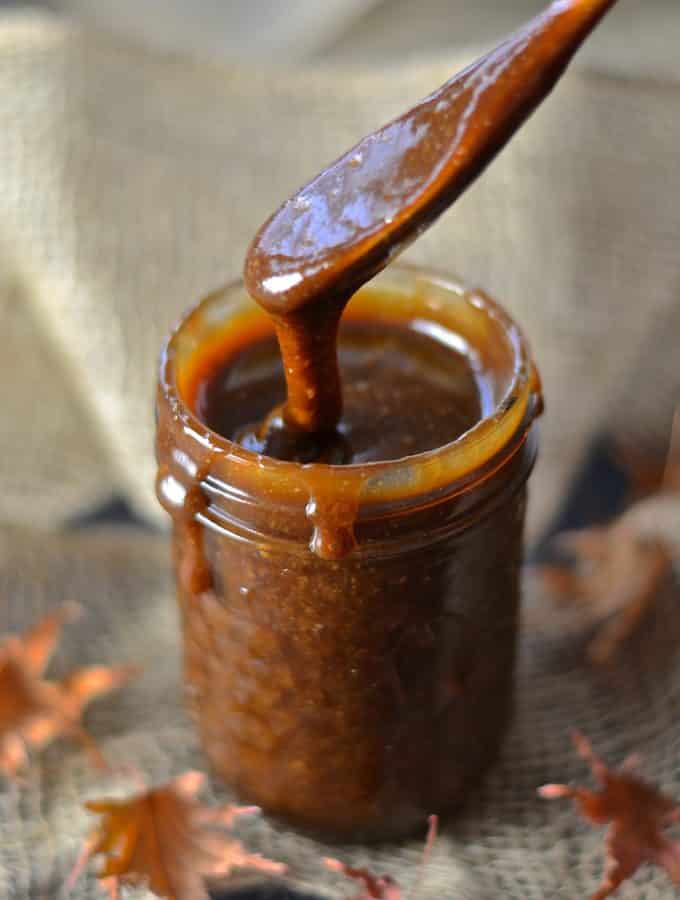 Dangerously addictive, ooey-gooey, rich & thick vegan caramel sauce. Ready in under 5 minutes & so incredibly delicious that you will need all of your will power not to eat it straight from the pan. Don't say I didn't warn you!