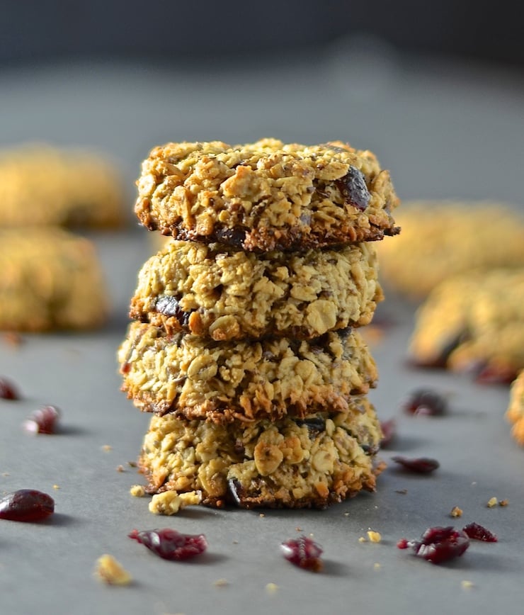 Grab and go breakfasts don't get any better than these Cranberry & Coconut Breakfast Cookies. Dense, crunchy, chewy, delicious and bursting with ruby red cranberries!