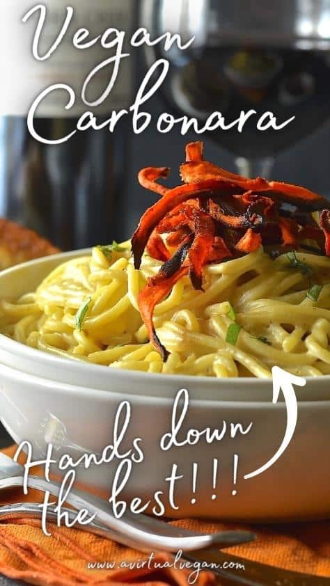 Vegan Carbonara With Smoky Carrot Rashers - A Virtual Vegan