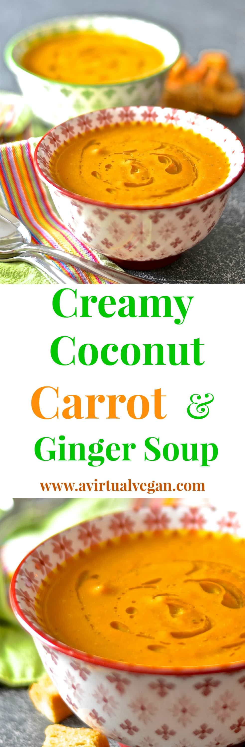 With just 4 simple ingredients you could be tucking into a bowl of this sweet & warming, velvety smooth & creamy coconut carrot & ginger soup. It's like a surprise burst of warm winter sunshine in a bowl.