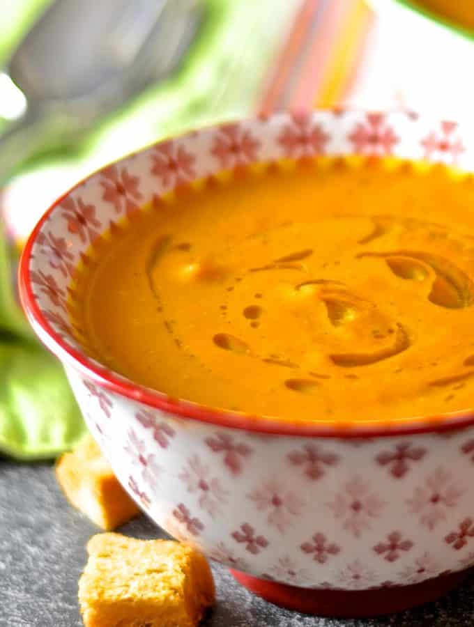 With just With just 4 simple ingredients you could be tucking into a bowl of this sweet & fragrantly warming, velvety smooth Vegan Carrot Soup. It's like a surprise burst of warm winter sunshine in a bowl.  