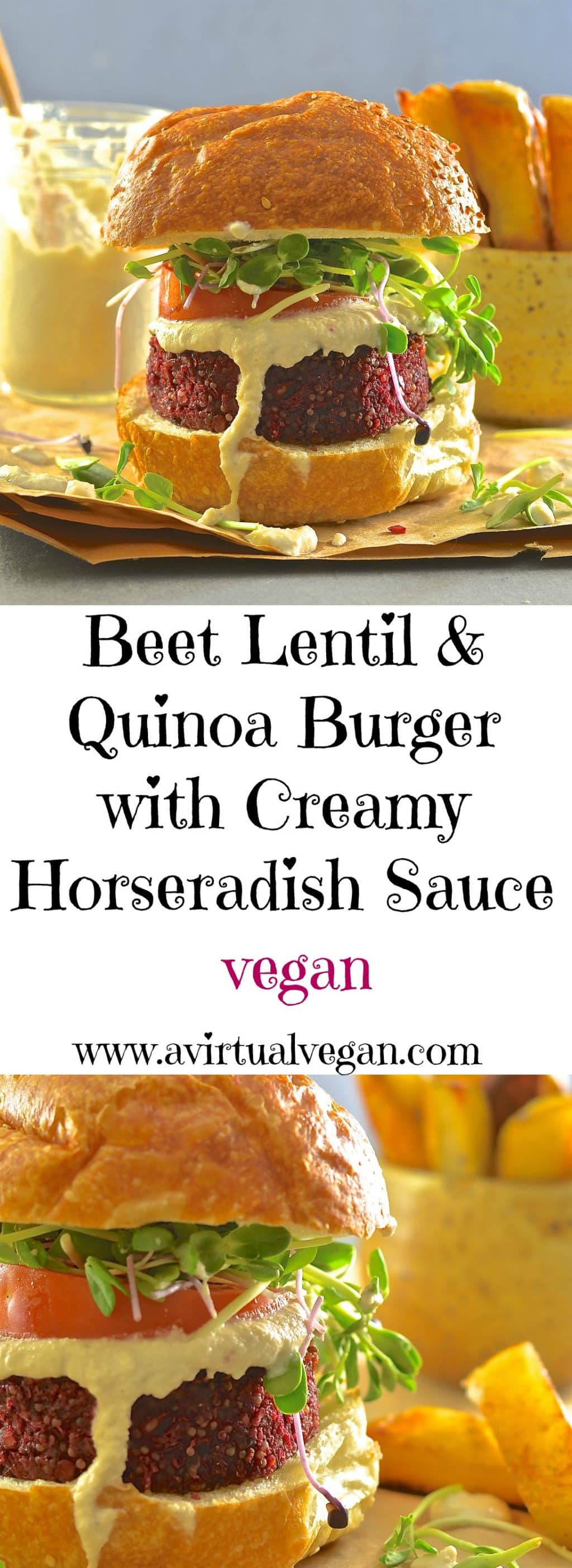 Bring on the burgers! These Beet Lentil & Quinoa Burgers are big, hearty & flavourful. A splodge of creamy horseradish sauce complements the earthy beets perfectly & provides a veggie burger taste sensation!