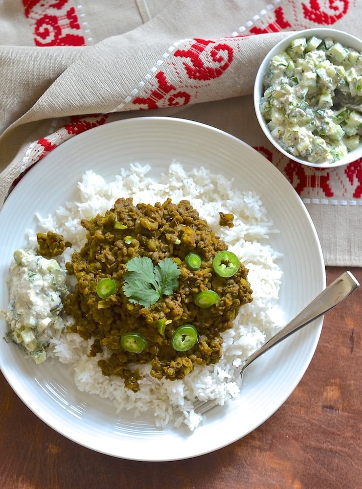 These spicy & flavourful Indian style Keema Lentils are ridiculously easy to make. Cook in a pan for a speedy dinner or use a slow cooker for a more leisurely approach. Serve with my simple & refreshing cucumber raita & some rice for a delicious & satisfying meal.