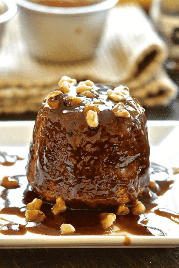Deliciously moist & flavourful Sticky Banana Date Pudding with a spoon-licking, boozy, rum caramel sauce. Rich, sticky & truly indulgent! #datepudding #vegan #spongepudding