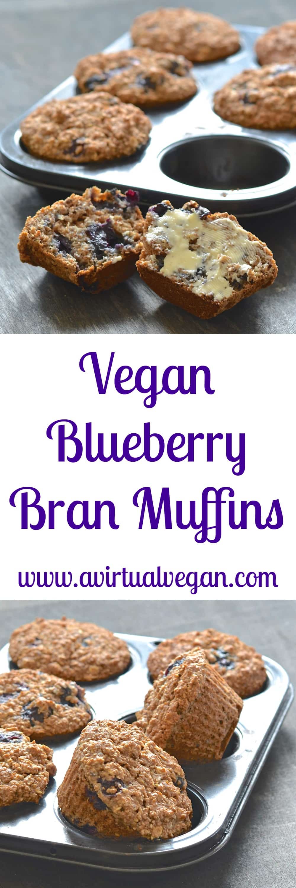 Blueberry Bran Muffins - Vegan & Oil-free - A Virtual Vegan