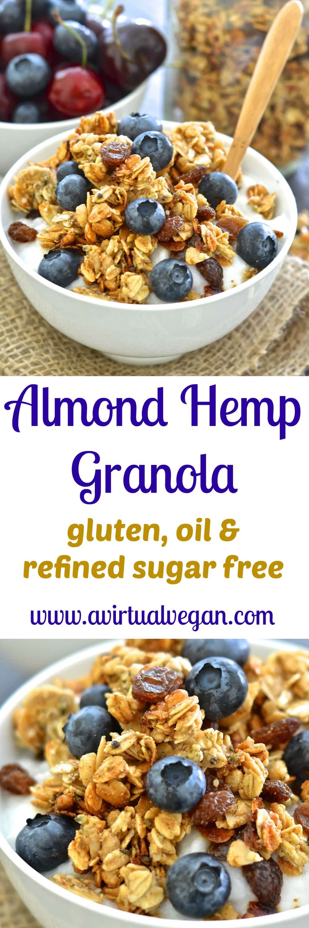 Energy boosting, healthy & oil-free, this Almond Hemp Granola makes a fantastic breakfast or snack. Great served with yogurt & fresh fruit or a splash of cold plant-based milk, or even by the handful!