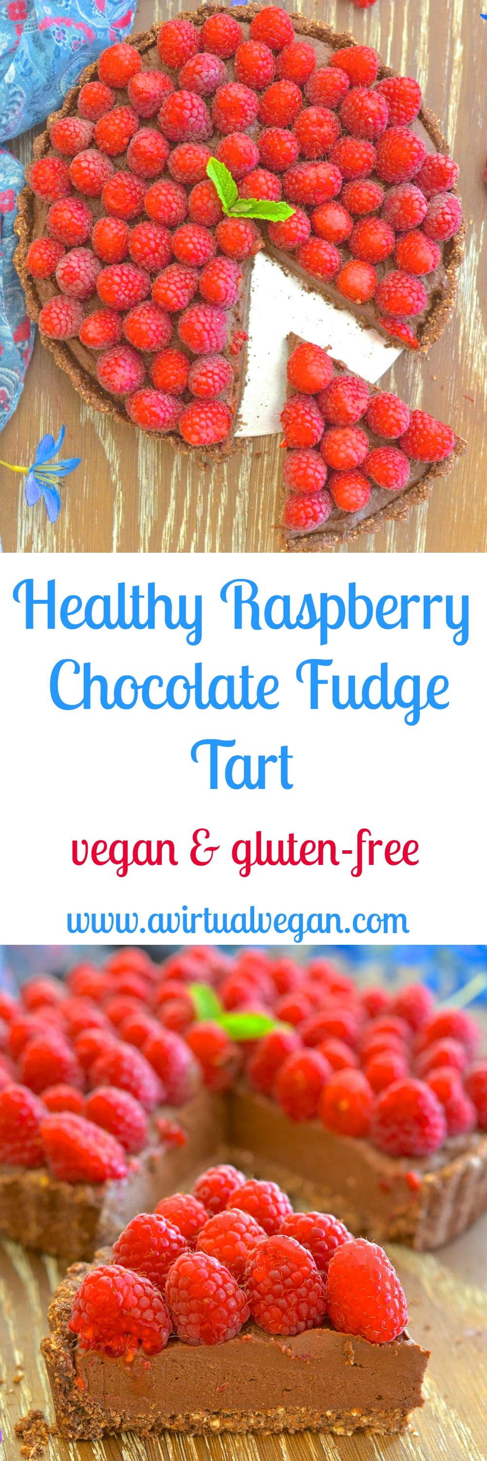 Want a dessert that looks & tastes decadent but is secretly healthy? I've got you covered with my decadent but Healthy Fudgy Chocolate Raspberry Tart.