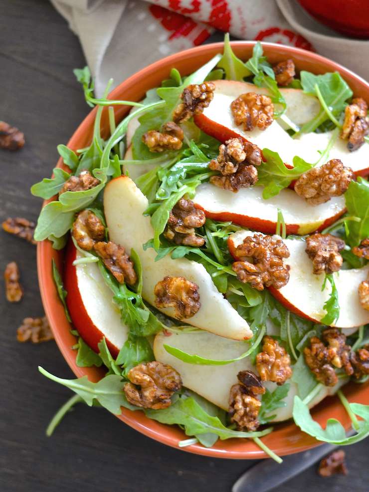 Pear Walnut Salad with Maple Cinnamon Dressing - A Virtual Vegan