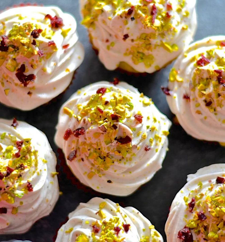 Festive Vegan Cupcakes from above