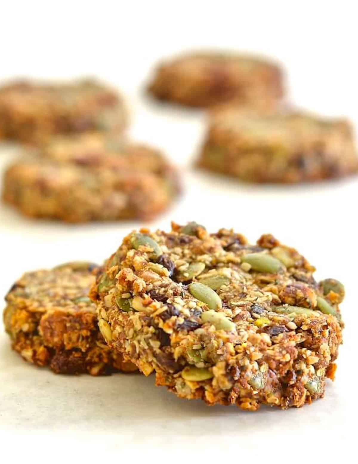 These Super Seedy Power Cookies are super seedy, super nutty & super healthy. They are naturally sweetened & contain no grains or gluten. Perfect for on the go breakfasts or snacks!