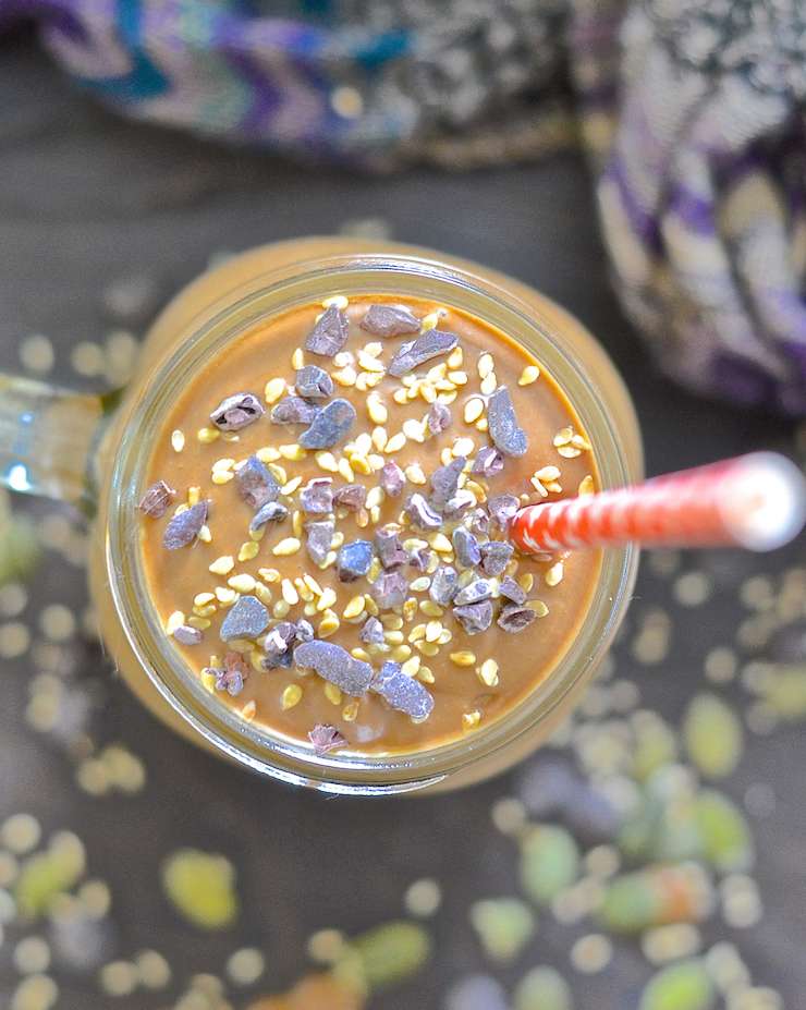 Set yourself up for the day with this velvety smooth, creamy, thick & incredibly delicious Chocolate Tahini Pumpkin Smoothie. It might taste rich enough for dessert but it is healthy, satisfying and full of nutrients!
