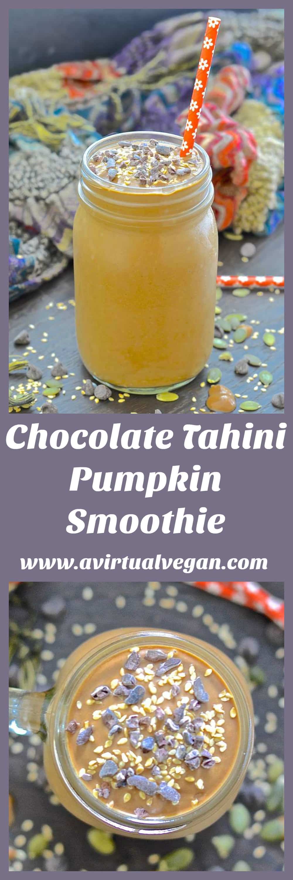 Set yourself up for the day with this velvety smooth, creamy, thick & incredibly delicious Chocolate Tahini Pumpkin Smoothie.