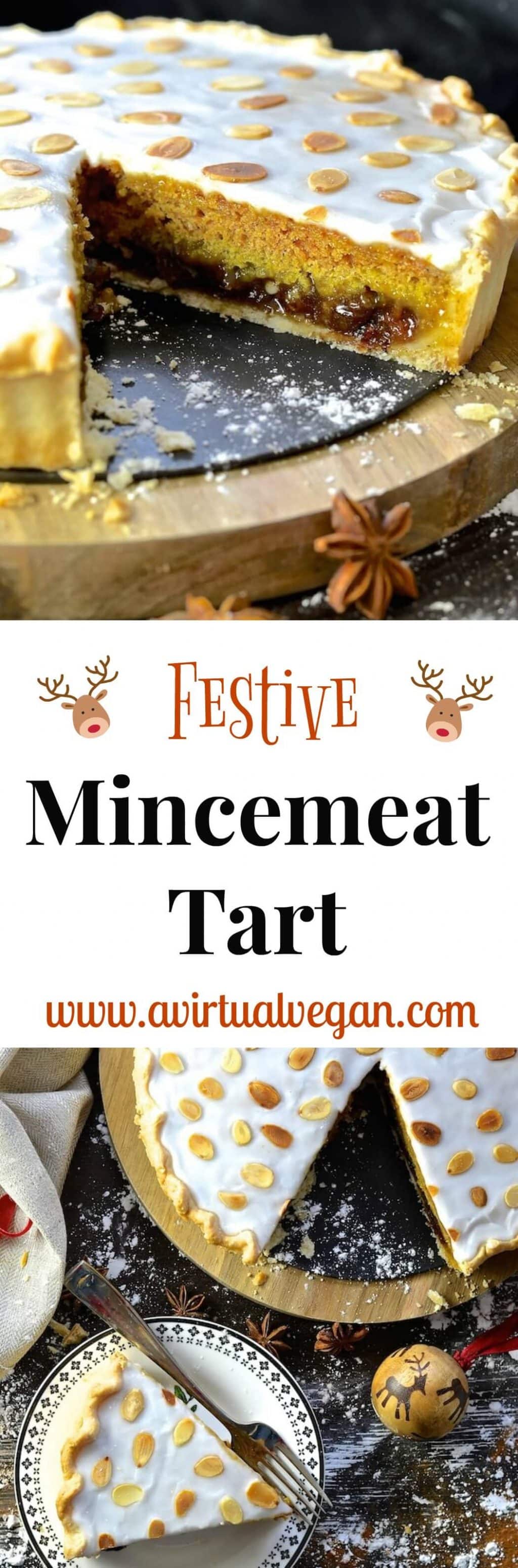 A Festive Mincemeat Tart with crisp pastry, sweet mincemeat, spice infused sponge & sweet frosting. It's rich, indulgent & perfect for the holidays!