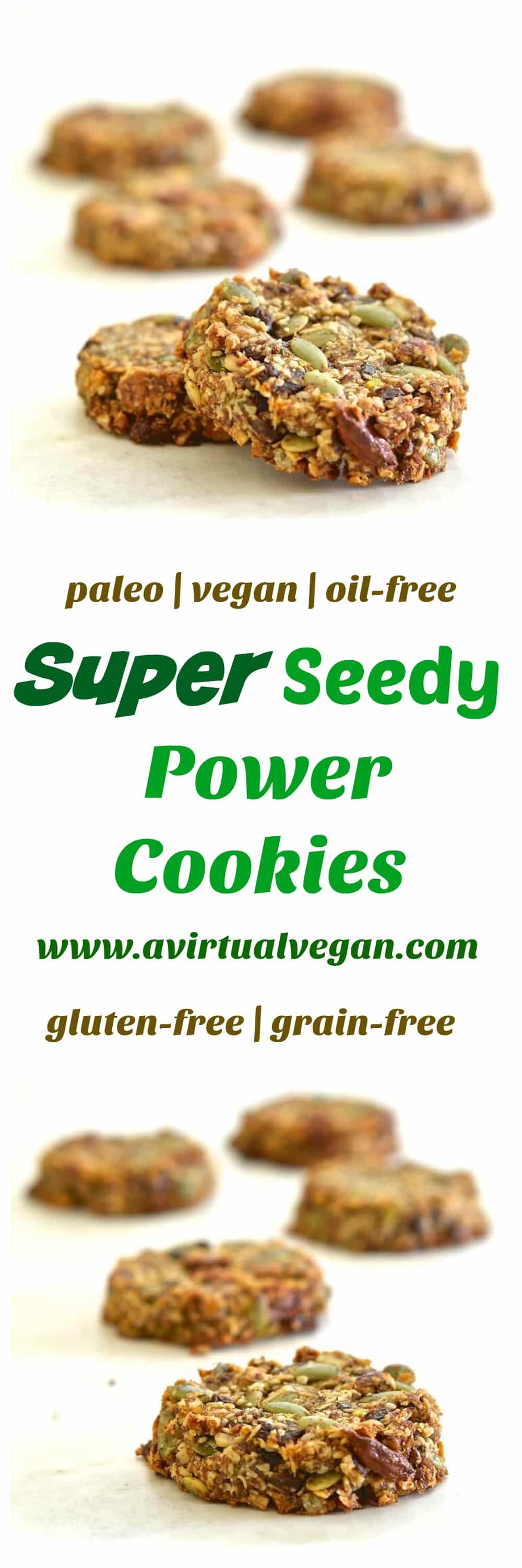 These Super Seedy Power Cookies are super seedy, super nutty & super healthy. They are naturally sweetened, vegan, paleo & grain-free.