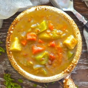 a bowl of spicy lentil soup