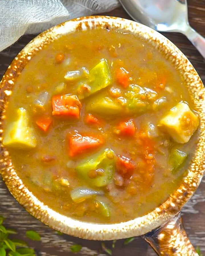 a bowl of spicy lentil soup