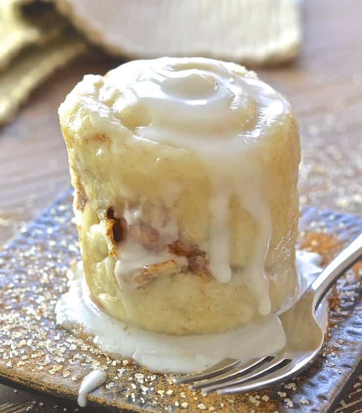 If you have a mug, a microwave & a spoon you can make this single serving One minute Cinnamon Roll in a Mug. It's so easy & perfect for when those sweet cravings hit & you NEED dessert, like now!