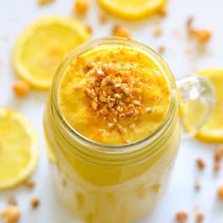 This banana-free, Luscious Lemon Cheesecake Smoothie is the most decadent smoothie I have ever tasted. It is like dessert in a glass & tastes just like lemon cheesecake in thick, amazingly delicious, liquid form. It also happens to be super healthy!
