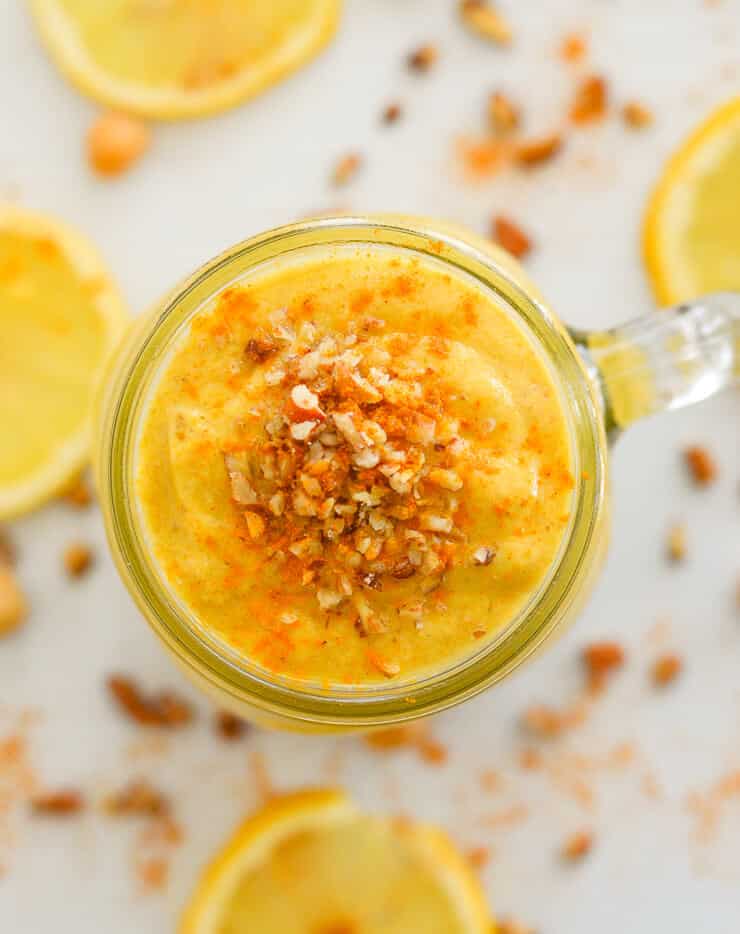 This banana-free, Luscious Lemon Cheesecake Smoothie is the most decadent smoothie I have ever tasted. It is like dessert in a glass & tastes just like lemon cheesecake in thick, amazingly delicious, liquid form. It also happens to be super healthy!