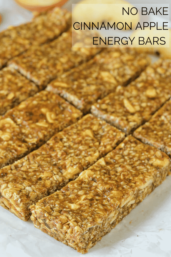 Incredibly delicious No-Bake Cinnamon Apple Energy Bars. A delicious mix of chewy & crispy & so quick & easy to make!