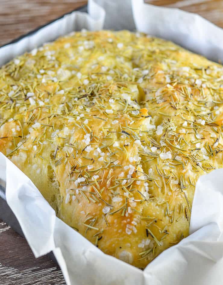 Easy No Knead Focaccia Bread With Rosemary & Sea Salt - A Virtual Vegan