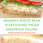 Tuck a napkin into your collar because you're gonna need it when you bite into a big, thick doorstep of a sandwich stuffed to bursting with this creamy Smashed White Bean & Artichoke Vegan Sandwich Filling!