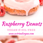 Soft & fluffy baked Vegan Raspberry Donuts with a sweet, smooth, pretty in pink glaze. All infused with sweet raspberry flavour & so delicious! Don't worry if you don't have a donut pan because they can also be made as muffins.