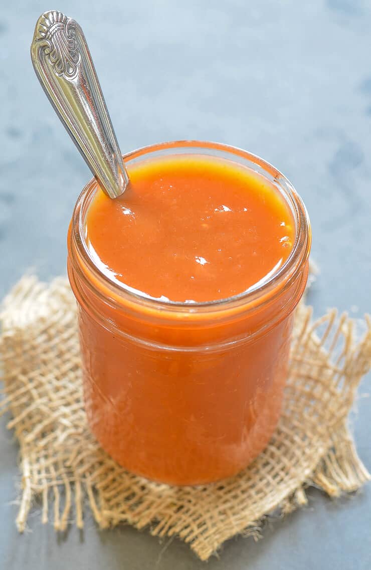Healthy sweet and sour sauce in a jar