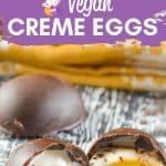 Homemade Vegan Creme Eggs with rich chocolate & a sweet, creamy fondant filling & a yellow 'yolk'. A copycat version of that oh so popular Easter treat from Cadbury