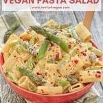 This Creamy Asparagus Lemon Vegan Pasta Salad is fresh & delicious, super easy to make, and perfect for quick mid week meals, make ahead lunches and gatherings!