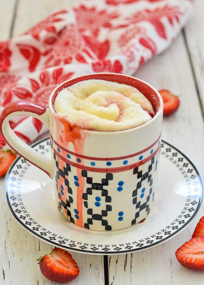 Strawberry Sweet Roll Vegan Mug Cake