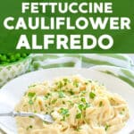 Quick & easy Skinny Fettuccine Cauliflower Alfredo. It's rich, creamy & delicious and also happens to be really low in calories & virtually fat free! 