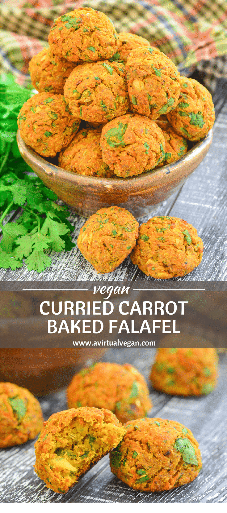 These Curried Carrot Baked Falafel are a healthy, super easy to make twist on traditional falafel. They are oil & gluten-free & packed with flavour. Serve them as part of a hearty plant-based meal, eat them as snacks, or pop them in packed lunches!