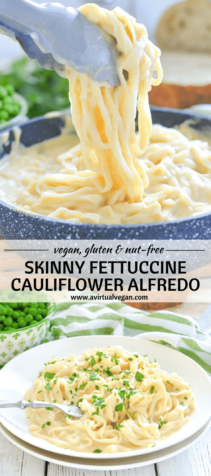 This quick & easy Skinny Fettuccine Cauliflower Alfredo is rich, creamy & delicious. It also happens to be really low in calories & virtually fat free!