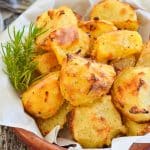 Crispy Roasted Potatoes in terracotta bowl