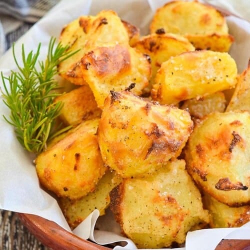 a bowl of crisp roast potatoes