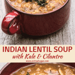 Super cozy, easy to prepare, Indian Lentil Soup with Kale & Cilantro. Packed with nutrition & perfectly spiced for maximum flavour!