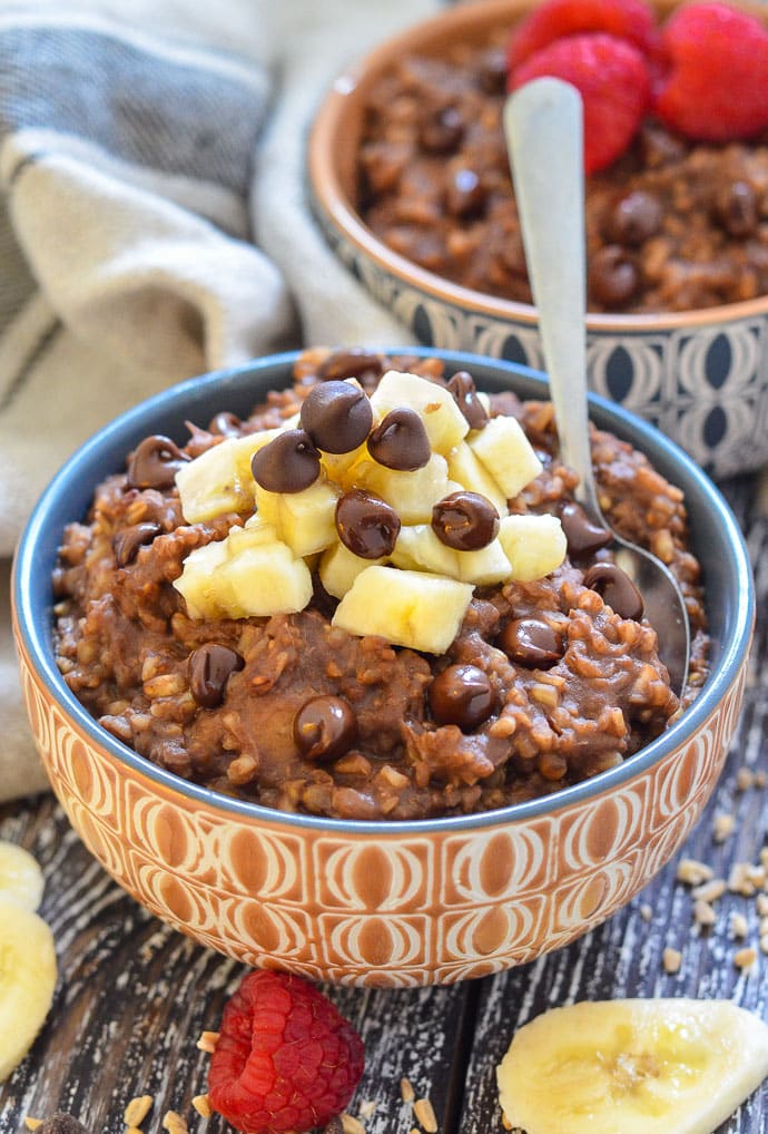 Chocolate Cherry Steel Cut Oatmeal - Slow Cooker Steel Cut Oatmeal