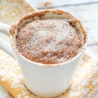 Snickerdoodle Mug Cake sprinkled with sugar and cinnamon